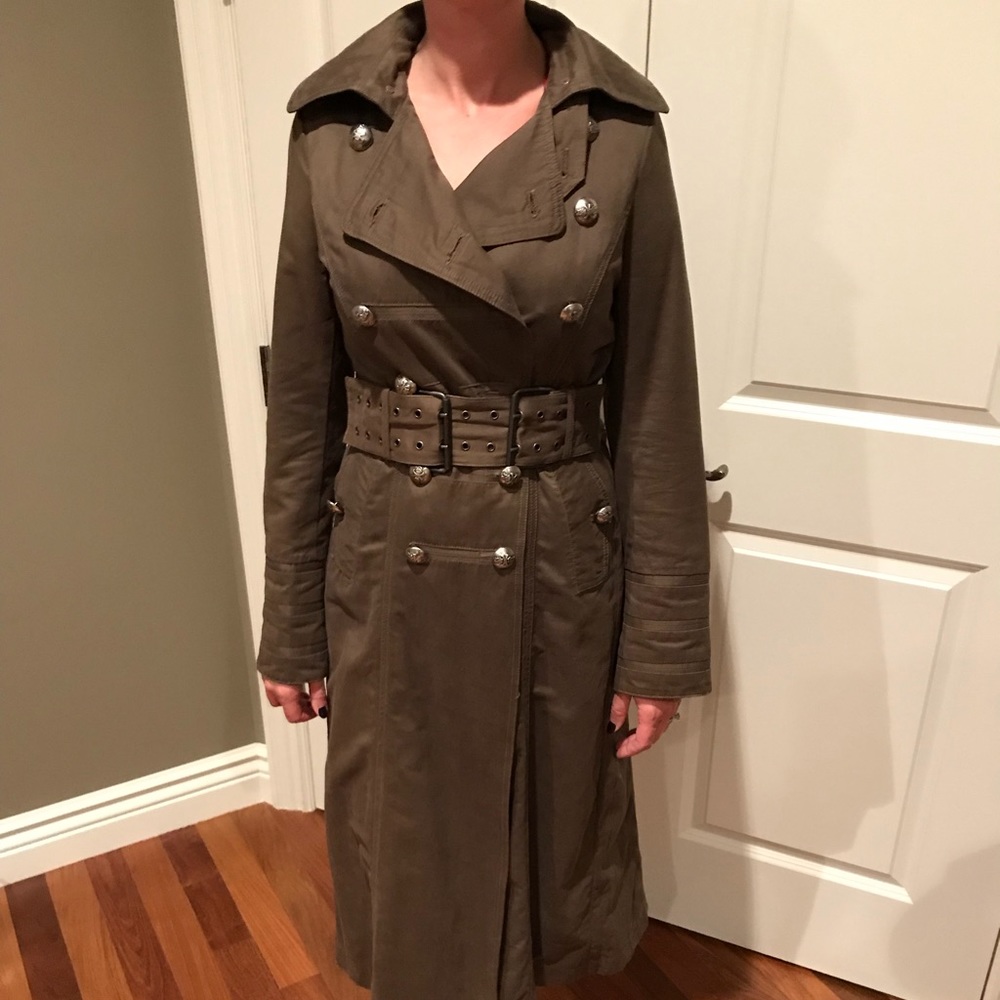 Olive green Military style trench coat